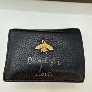 Gucci Wallet Animalier Bee Bifold Black Leather Thick Card Holder
